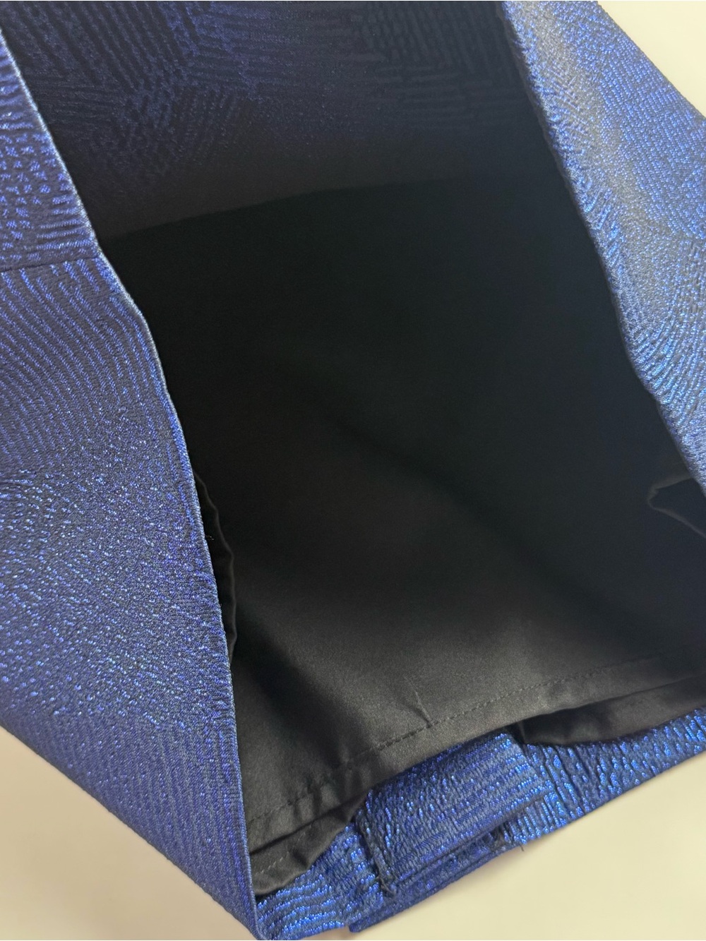 Teri Jon Rickie Freeman Sapphire Blue Metallic Off Shoulder Cocktail Dress 4 - Picture 12 of 14